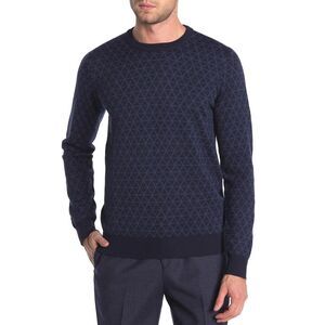 Toscano Mens Merino Wool Blend Crewneck Sweater Small Midnight